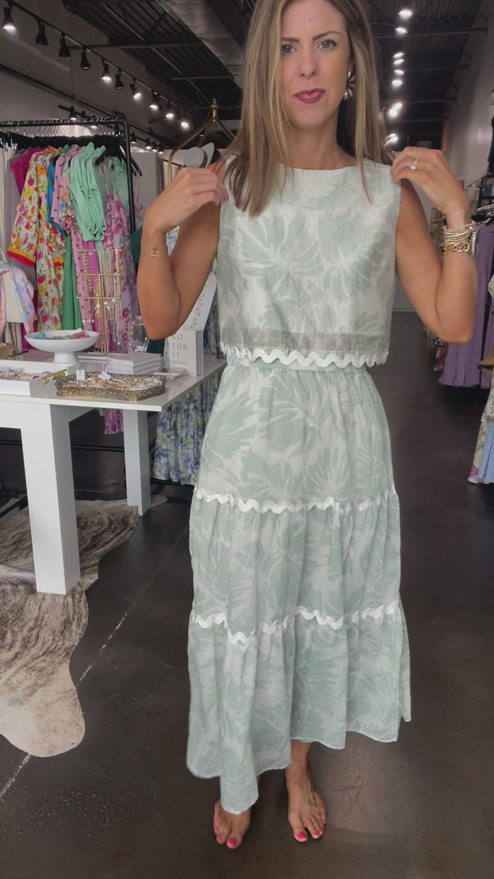 Printed Tiered Skirt - Mint