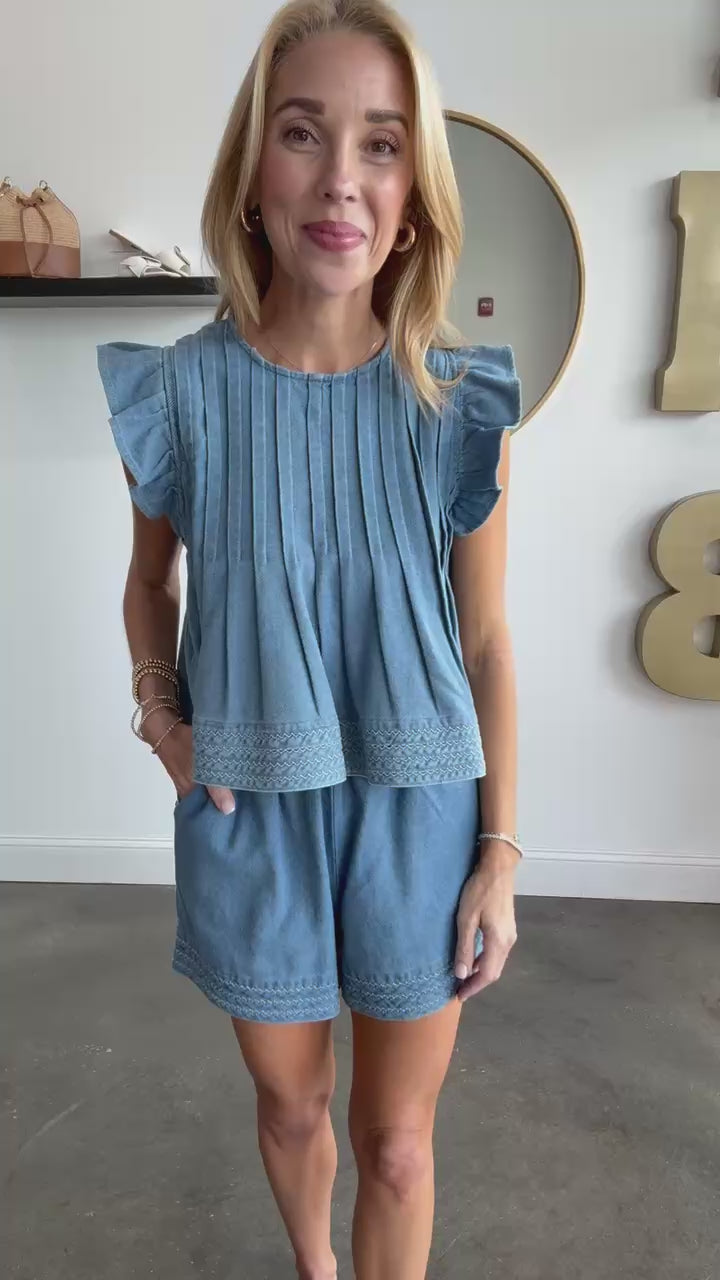 Ruffle Denim Top