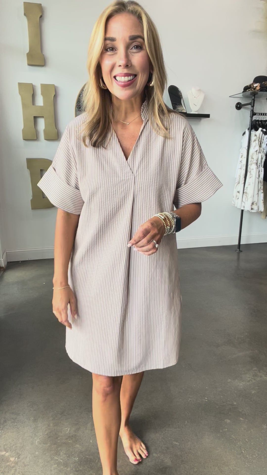 Short Sleeve Striped Dress