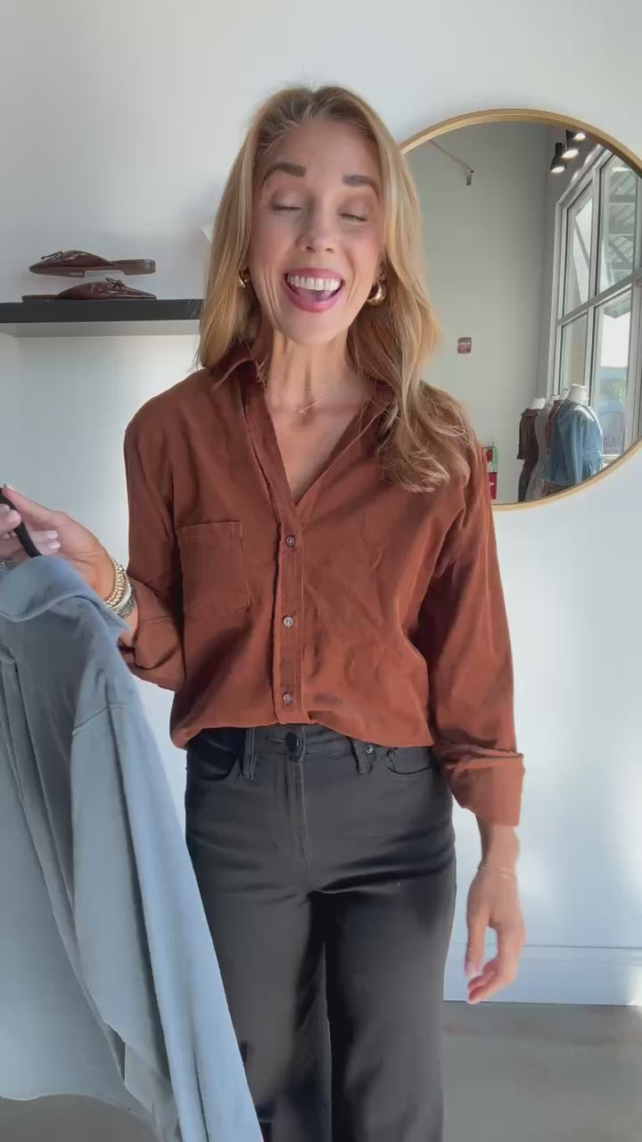 Corduroy Button Down - Cappuccino