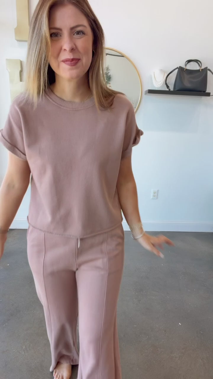Rolled Sleeve Relaxed Tee - Pink