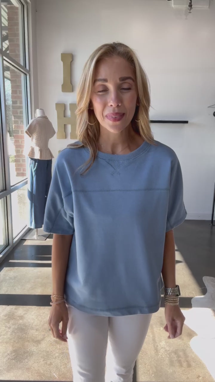 French Terry Tee - Denim Blue