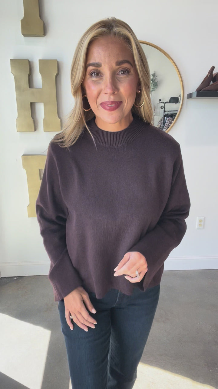 Dressy Knit Sweater - Espresso