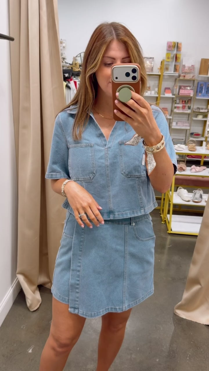 Denim Skort - Light Wash