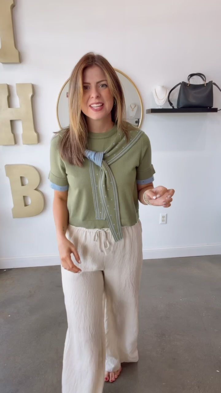 Elastic Waist Pants - Natural