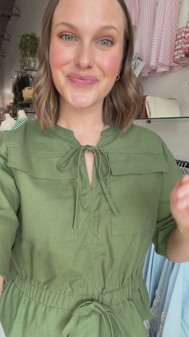 Cinch Waist Top - Green