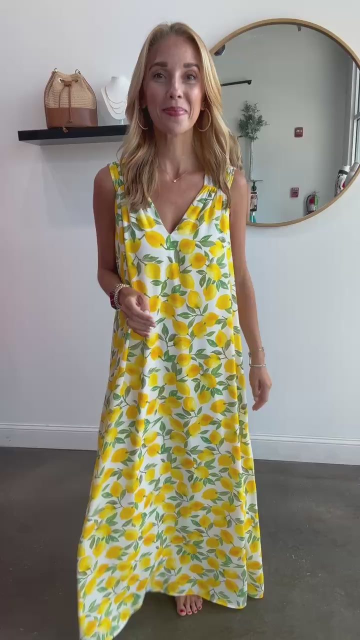 Ruched Strap Maxi Dress - Limoncello
