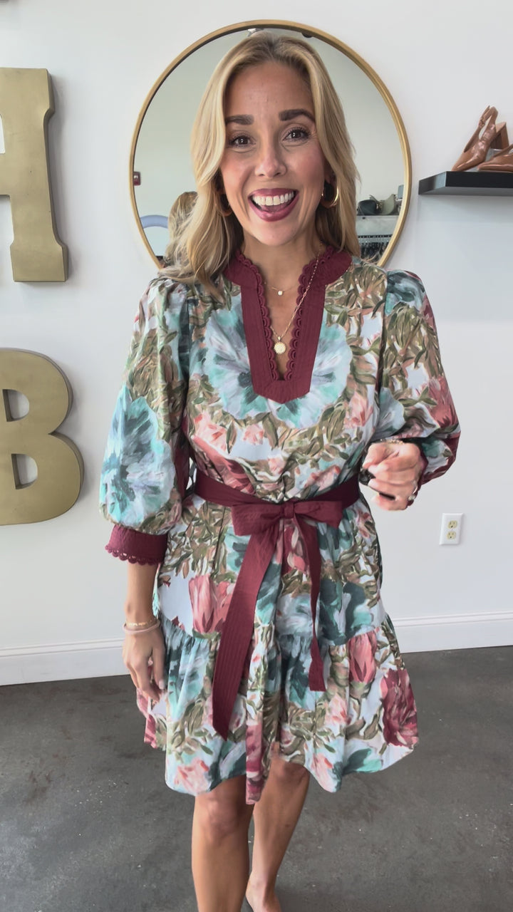 Tie Waist Floral Dress