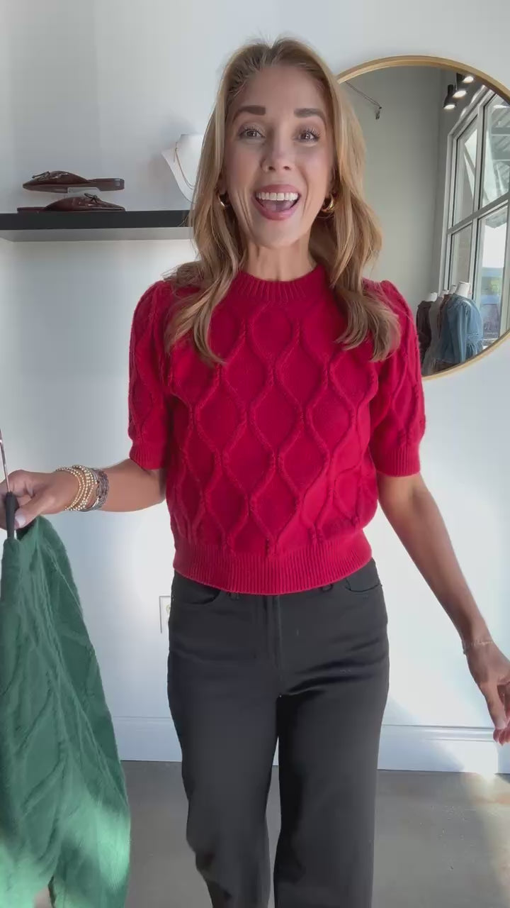 Short Sleeve Sweater - Pine