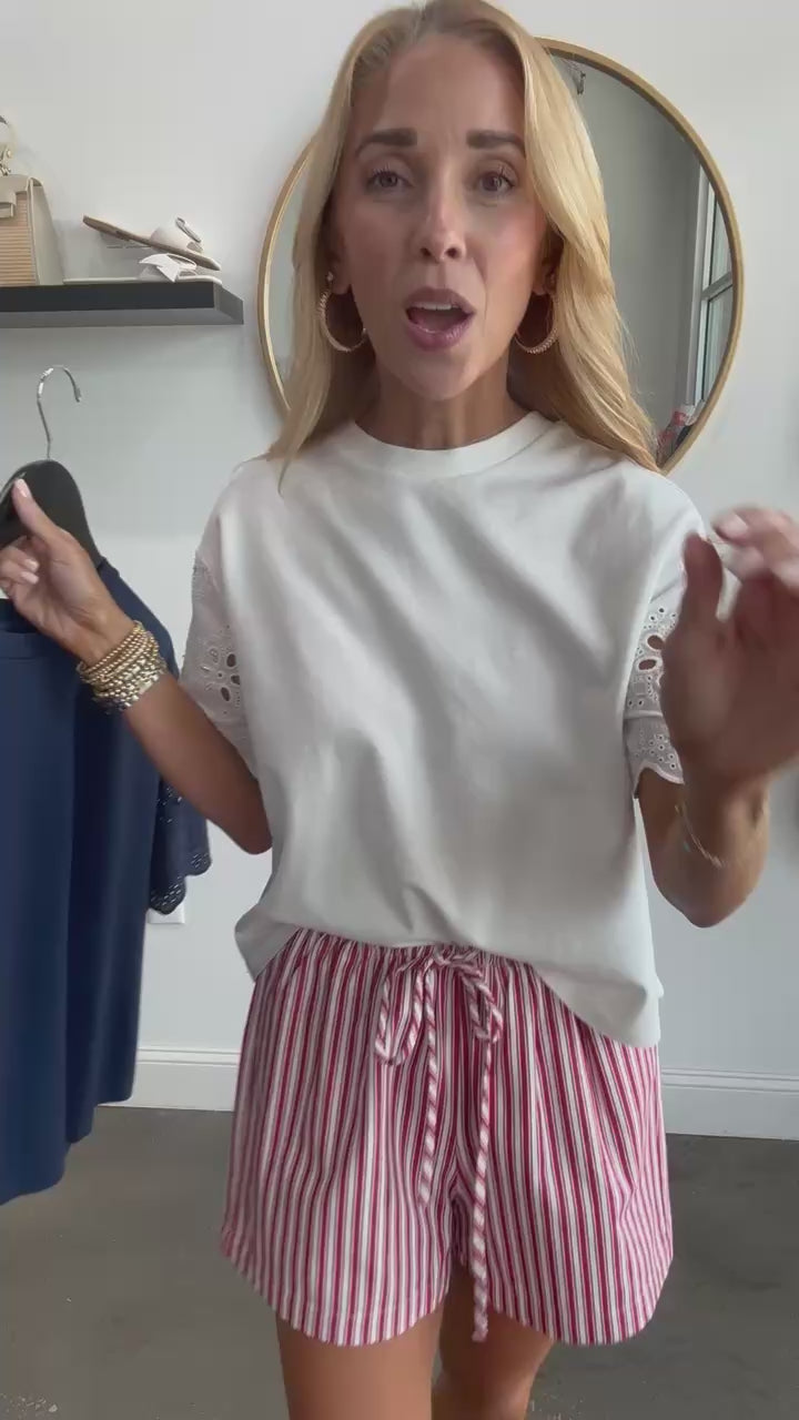 Dear John Embroidered Trim Tee - White