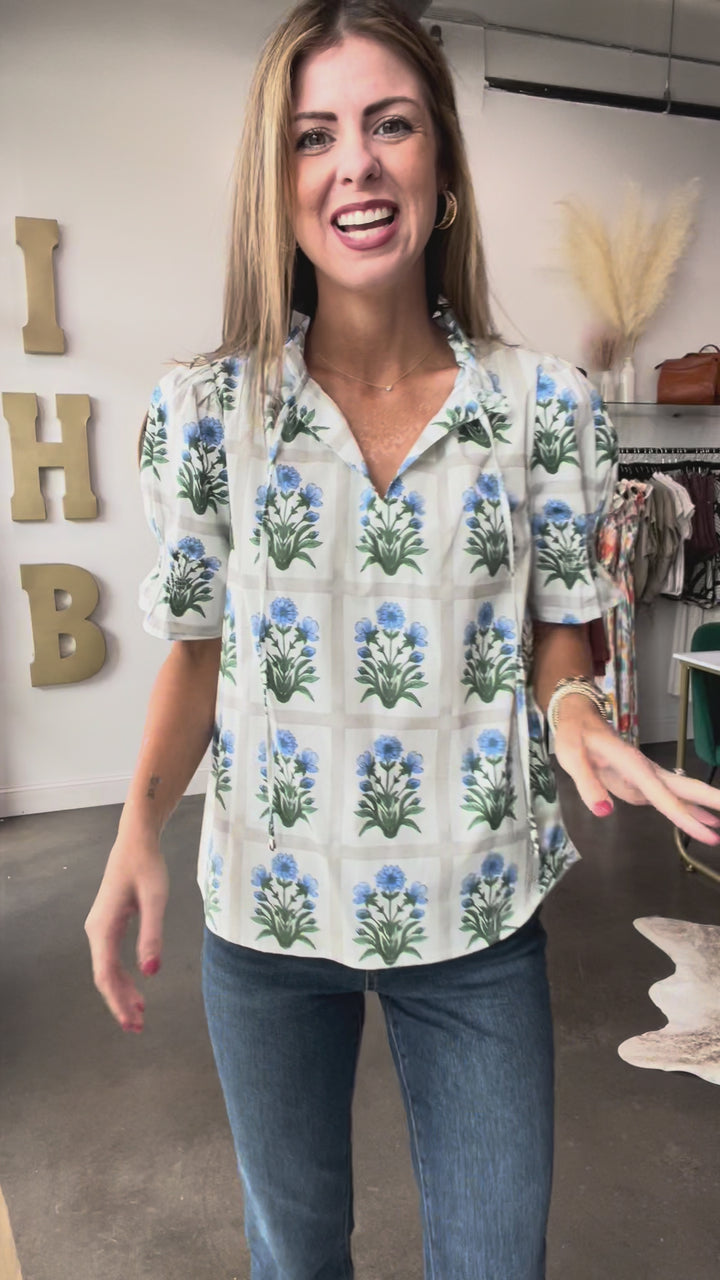 Pattern Block Top - Blue