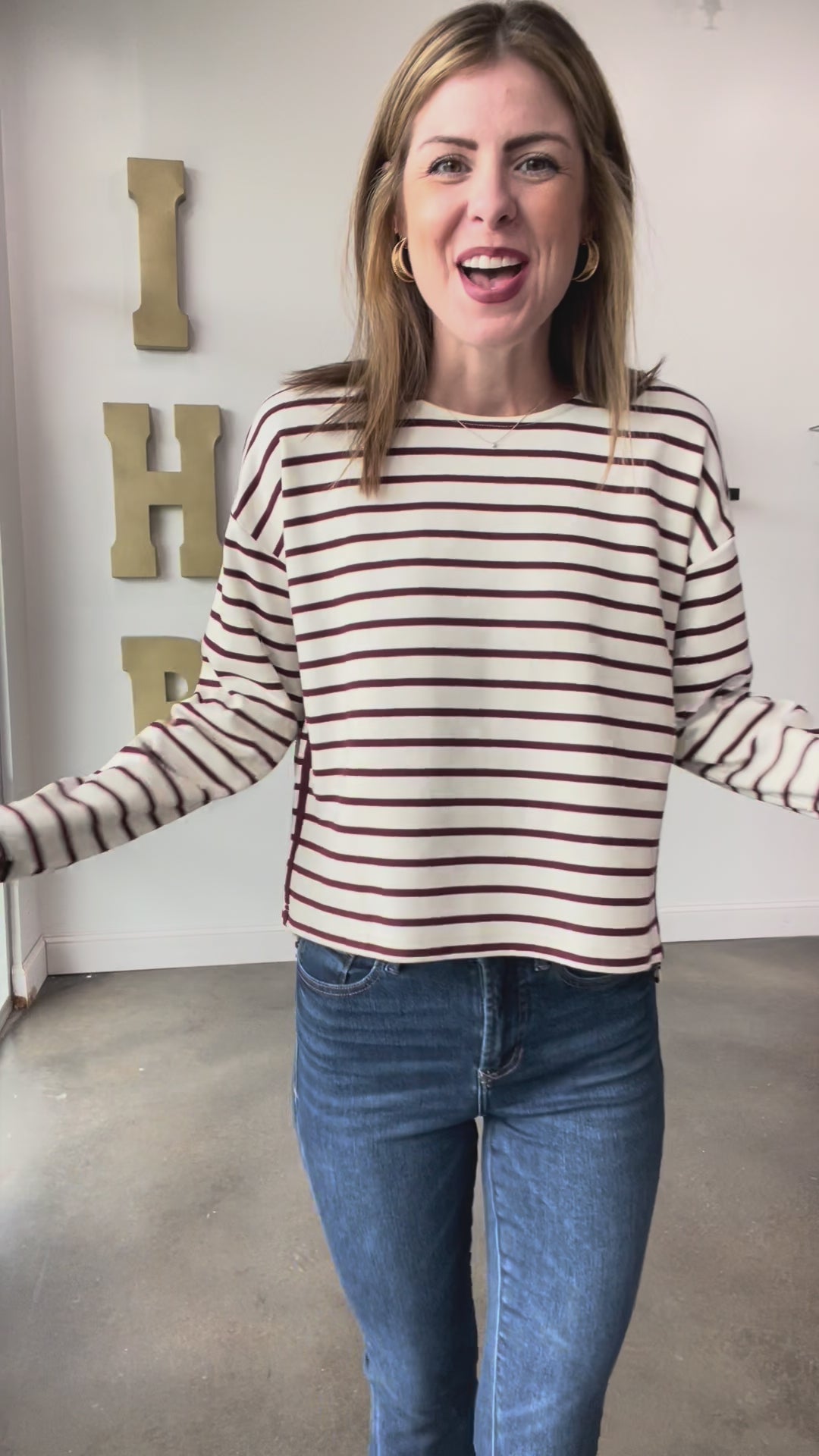 Stripe Knit Top - Wine