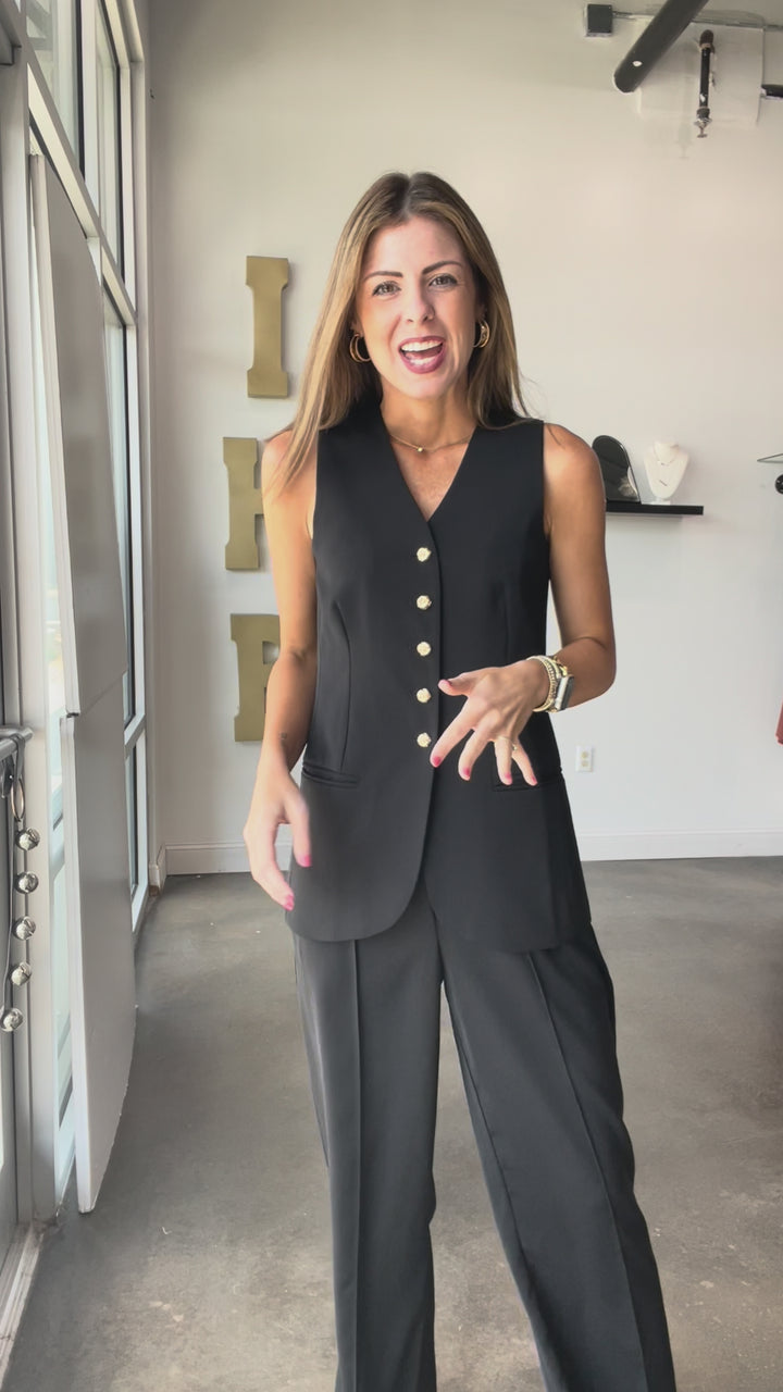 Elastic Waist Dress Pants - Black