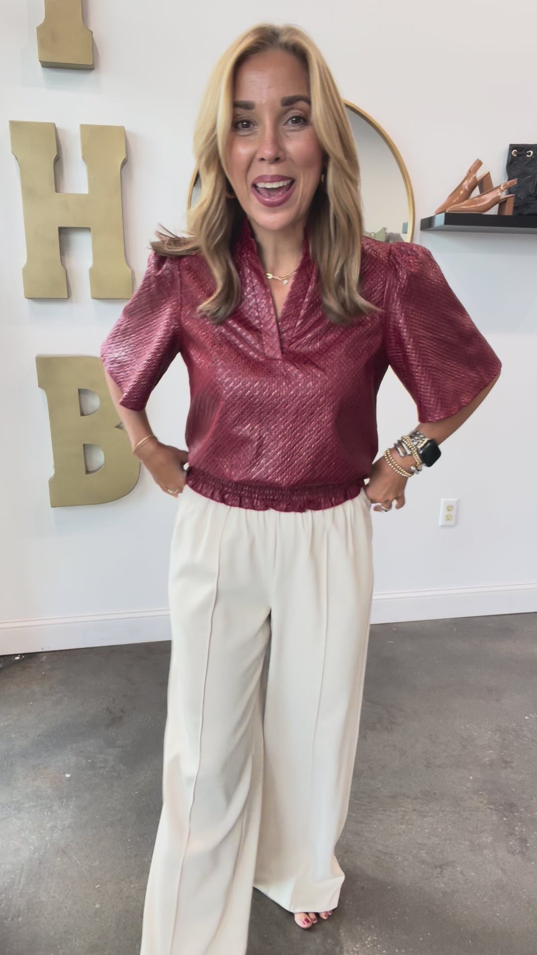 Elastic Waist Dress Pants - Ecru