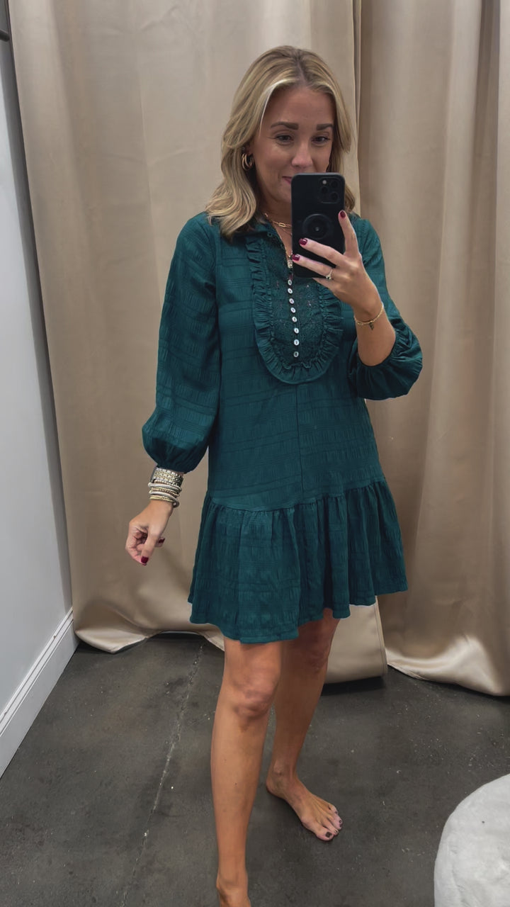 Button Front Dress - Teal