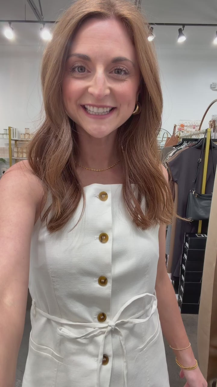 Button Front Top - White