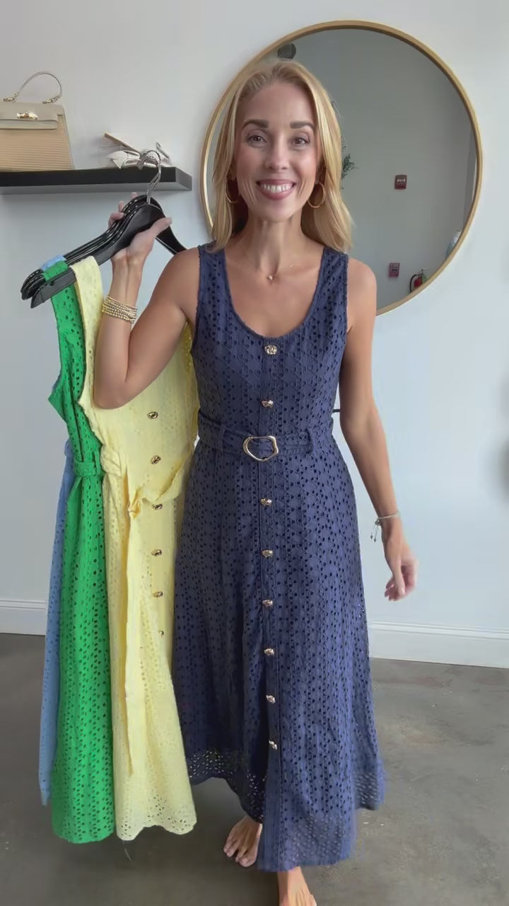 Belted Maxi Dress - Blue