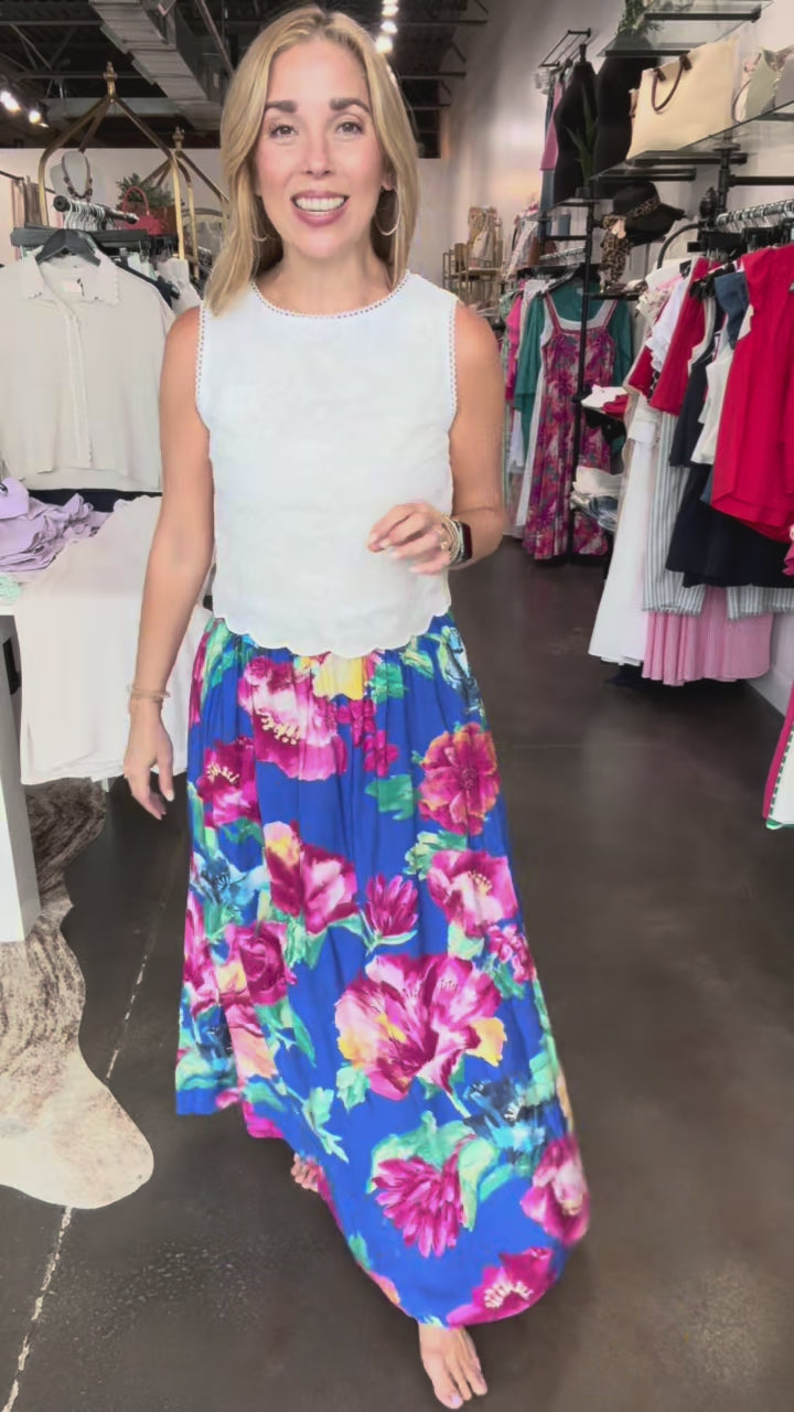 Floral Maxi Skirt - Blue