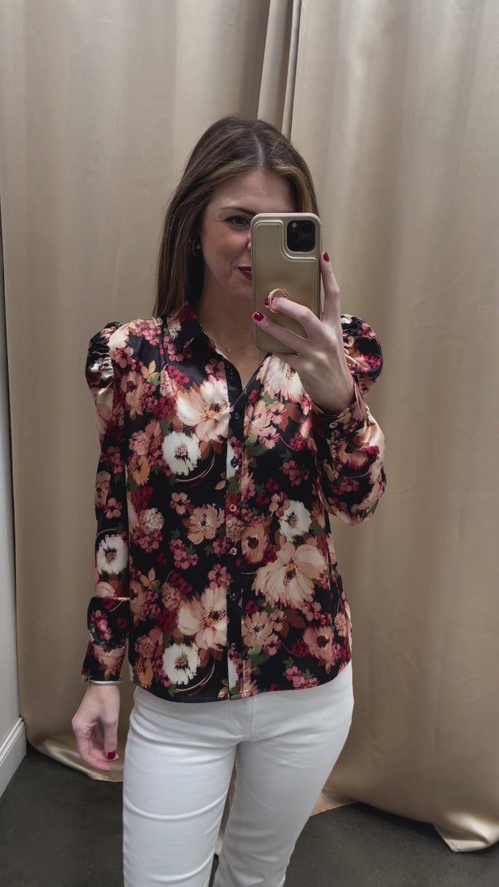 Floral Print Satin Blouse