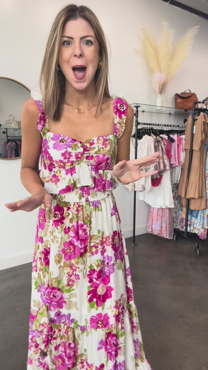Floral Print Ruffle Maxi Dress