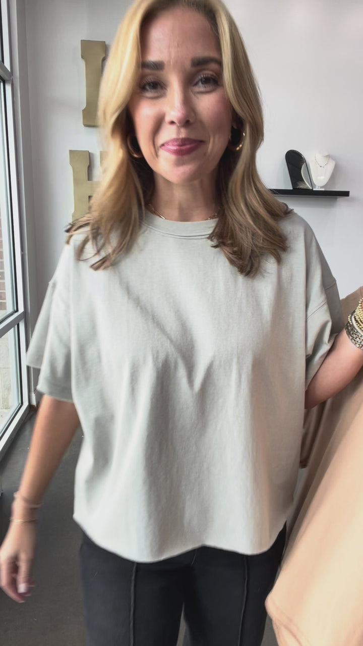 Raw Hem Boxy Tee - Dry Thyme