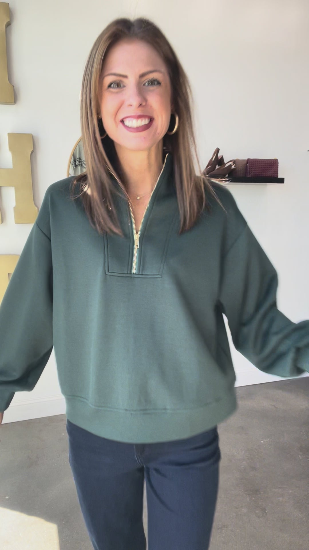 Quarter Zip Pullover - Hunter Green