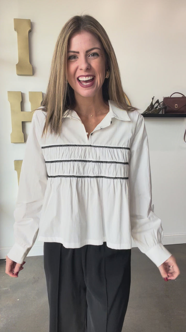 Trim Detail Top - White/Black