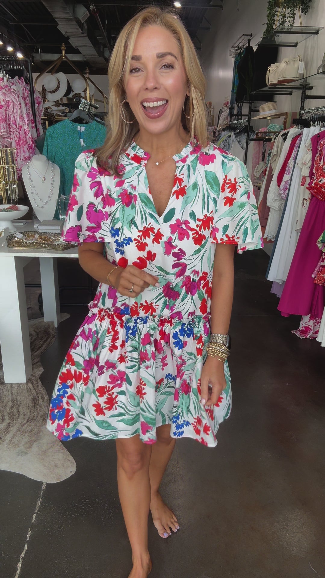 Drop Waist Blossoms Dress