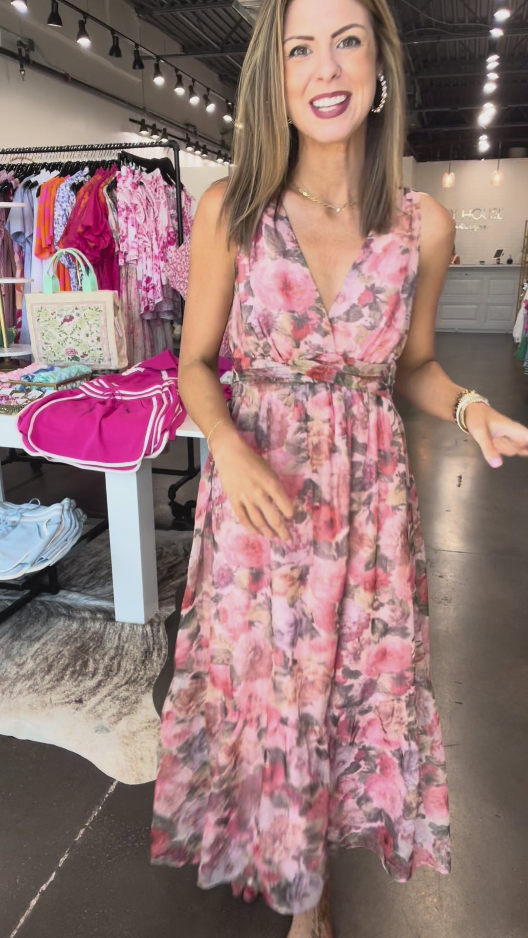 Chiffon Midi Dress - Mauve/Blush