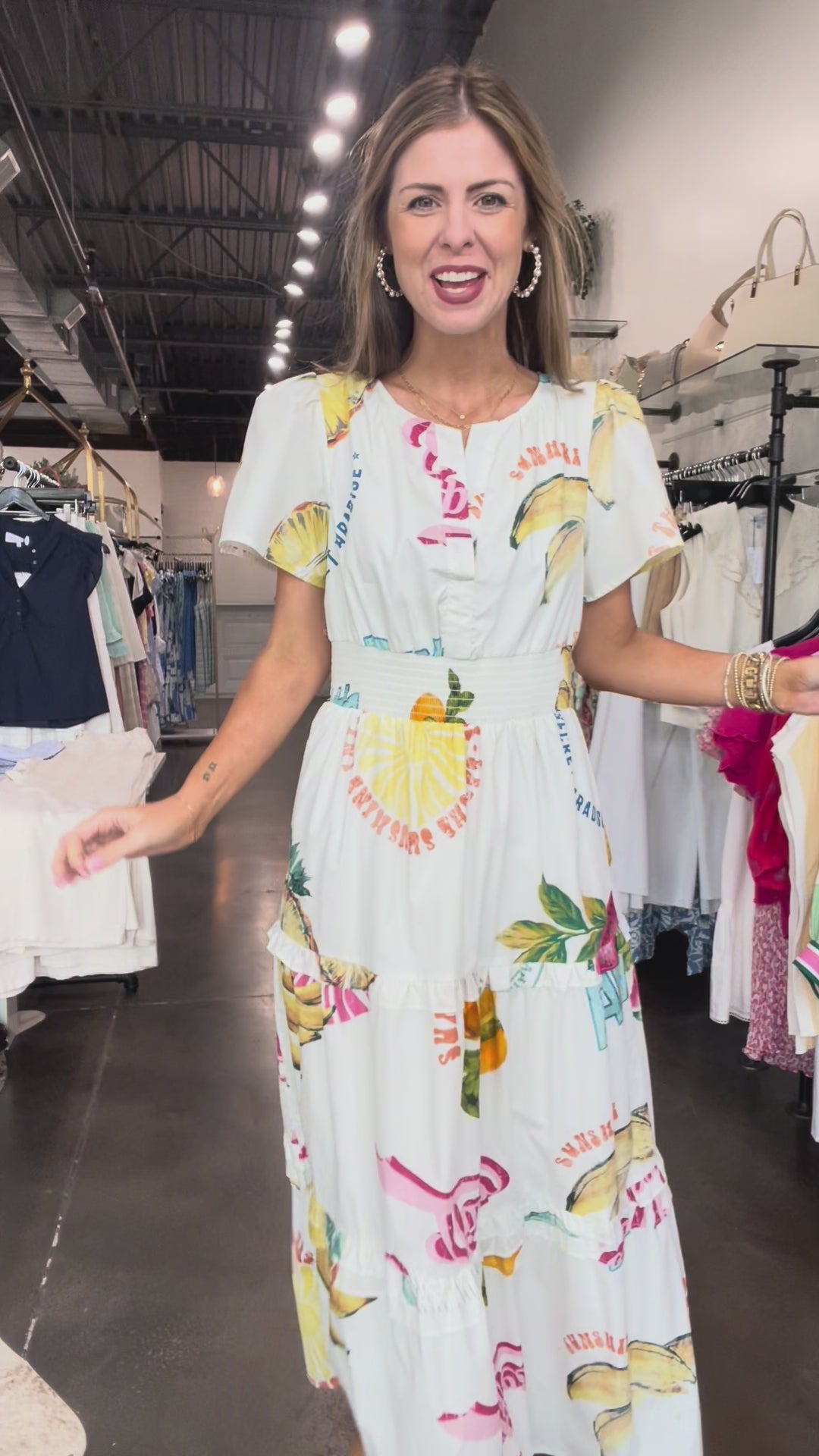 Island Printed Midi Dress