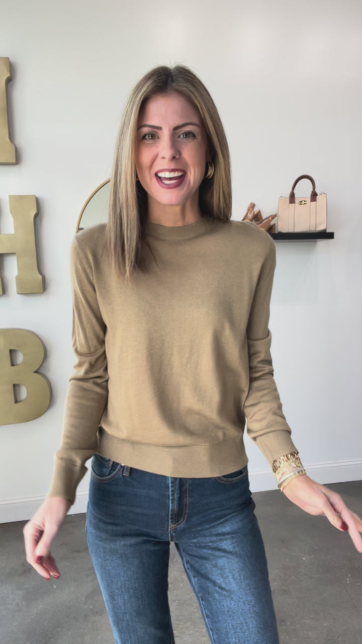 Long Sleeve Knit Sweater - Khaki