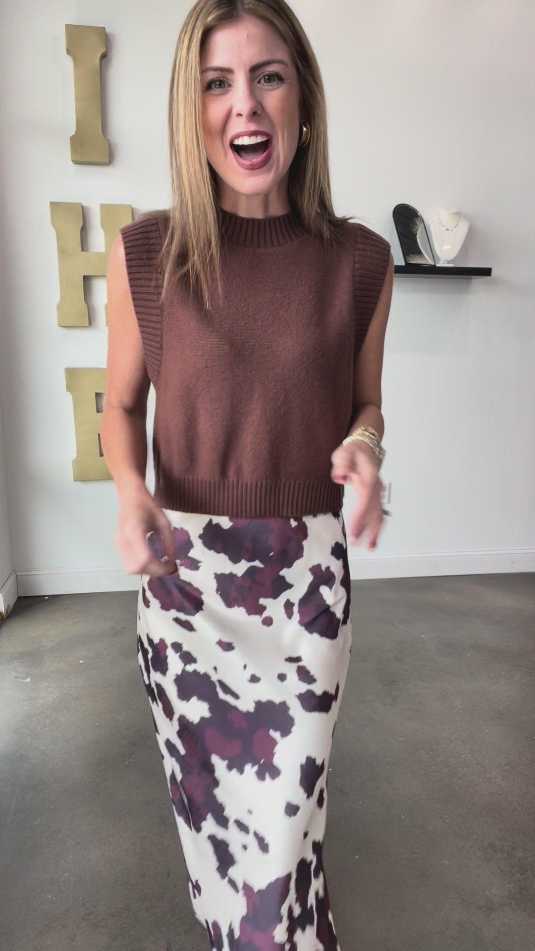 Open Back Sweater Tank - Chocolate