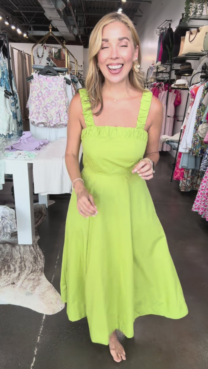 Bow Back Dress - Chartreuse