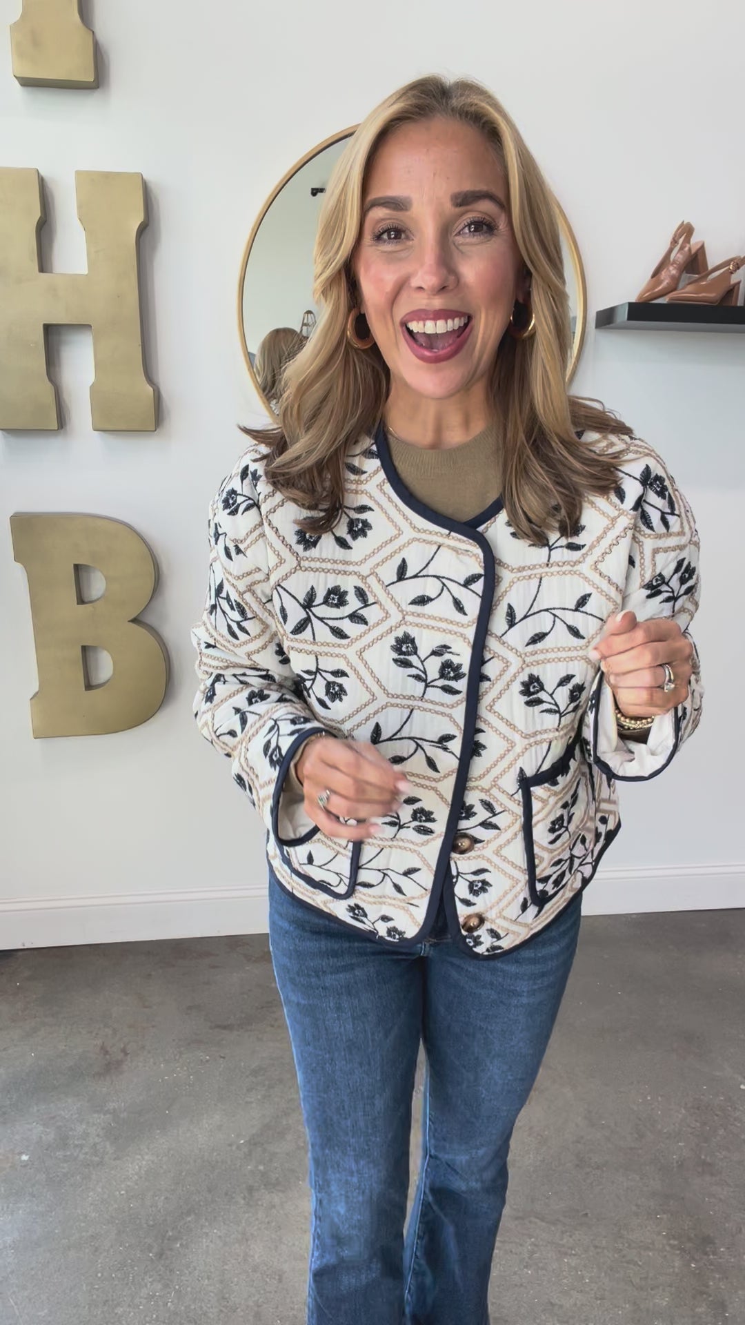 Embroidered Jacket - Navy