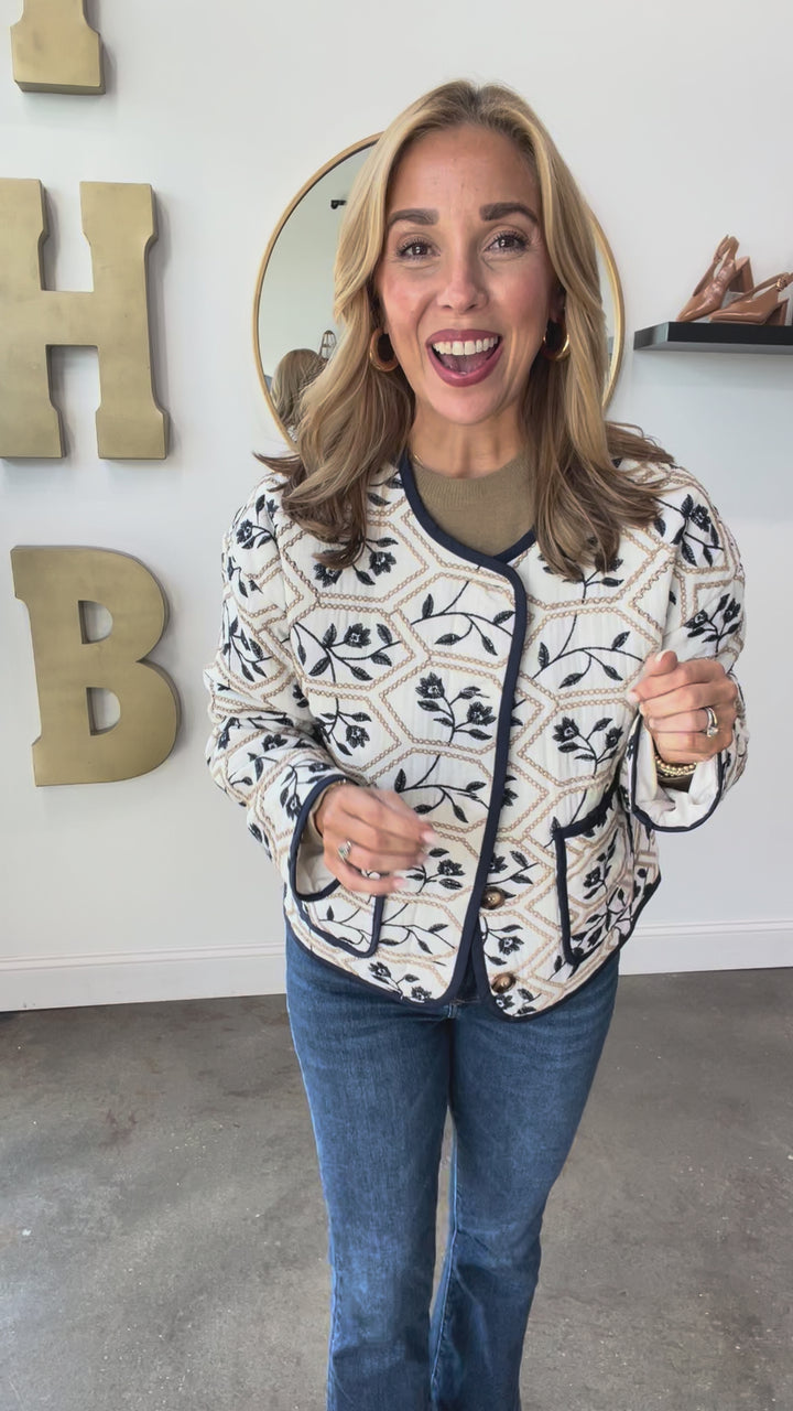 Embroidered Jacket - Navy