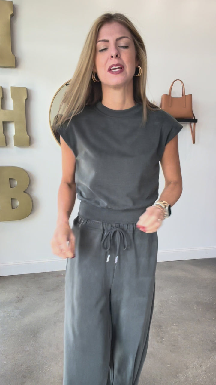 Cap Sleeve Tee - Charcoal