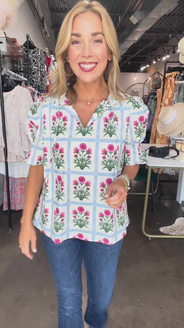 Pattern Block Top - Magenta