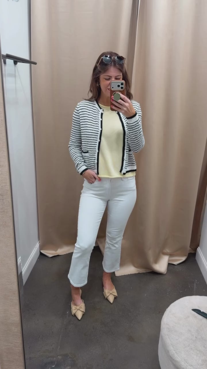 Textured Striped Cardigan - Black/White