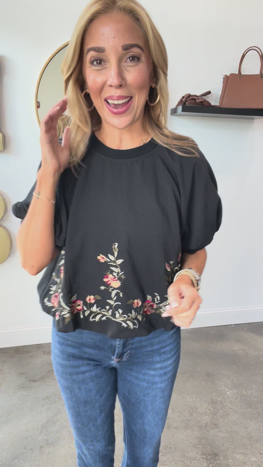 Embroidered Top - Black