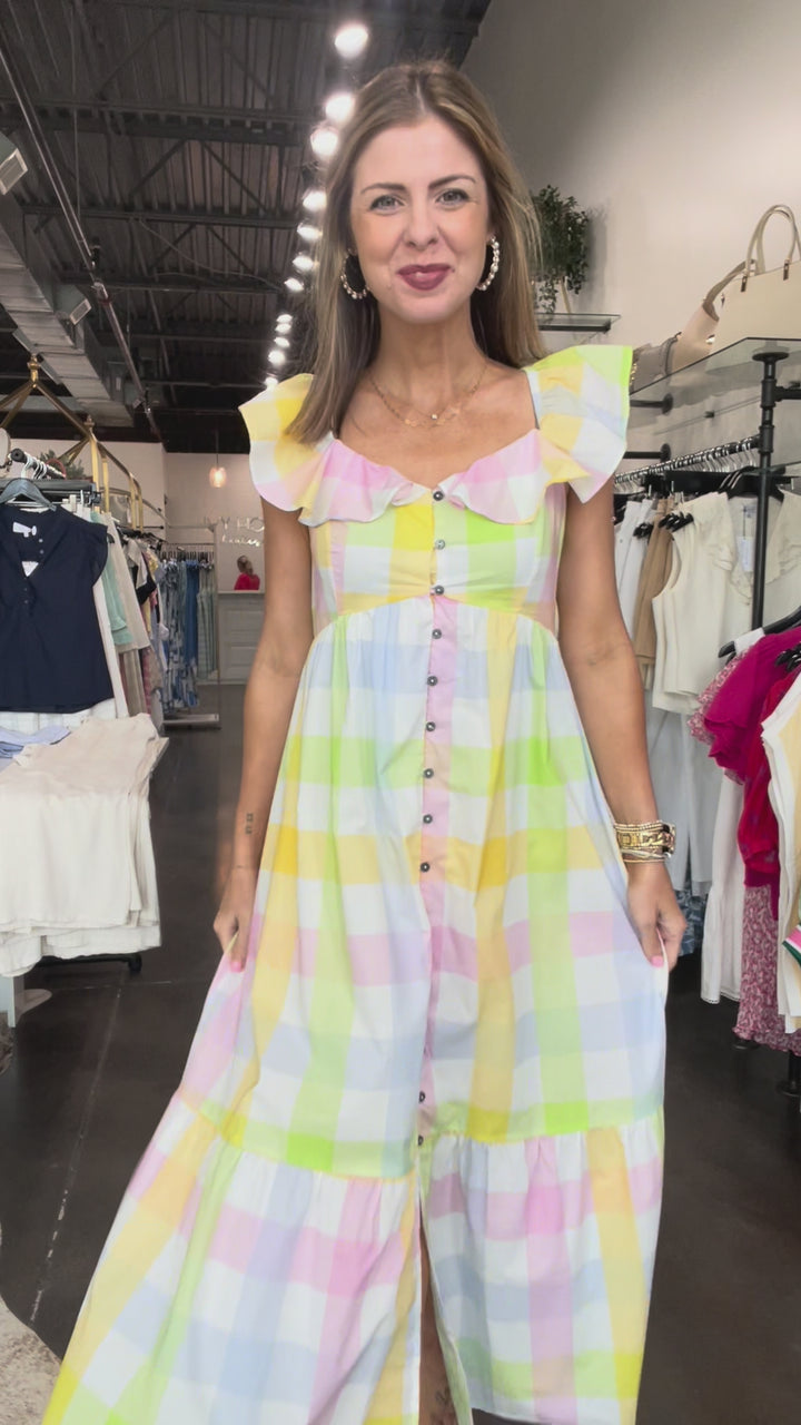 Gingham Button Front Dress