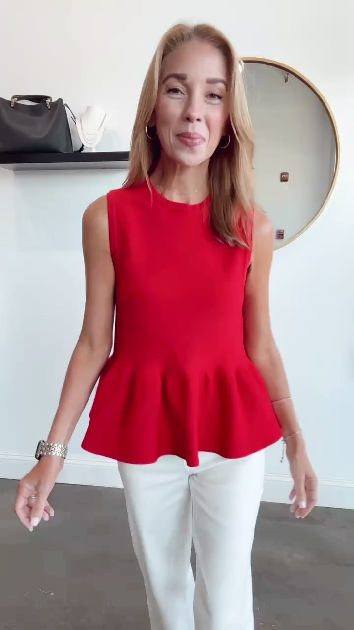 Peplum Tank - Red
