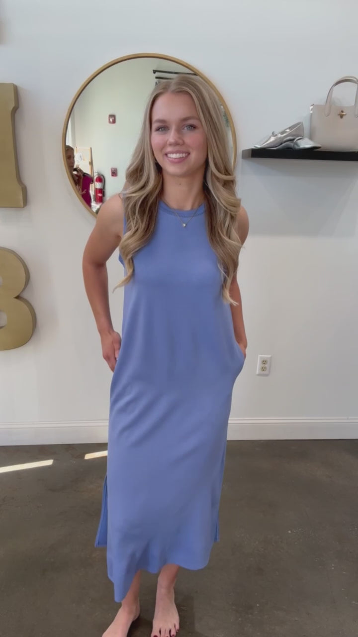 Contrast Trim Maxi Scuba Dress - Sage