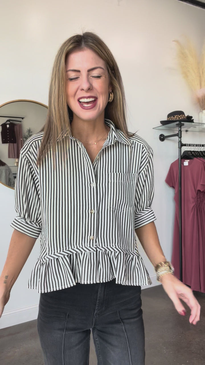 Striped Boxy Top - Black/White