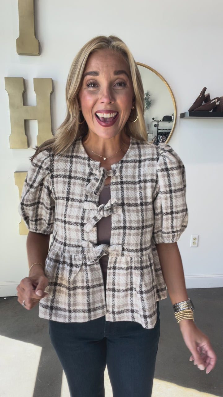 Tweed Bow Front Top